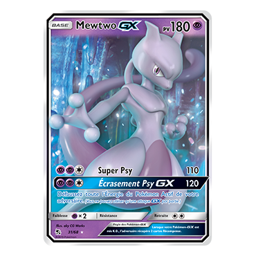 Découvrez Mewtwo, carte Holographique rare GX de la série Destinées Occultes