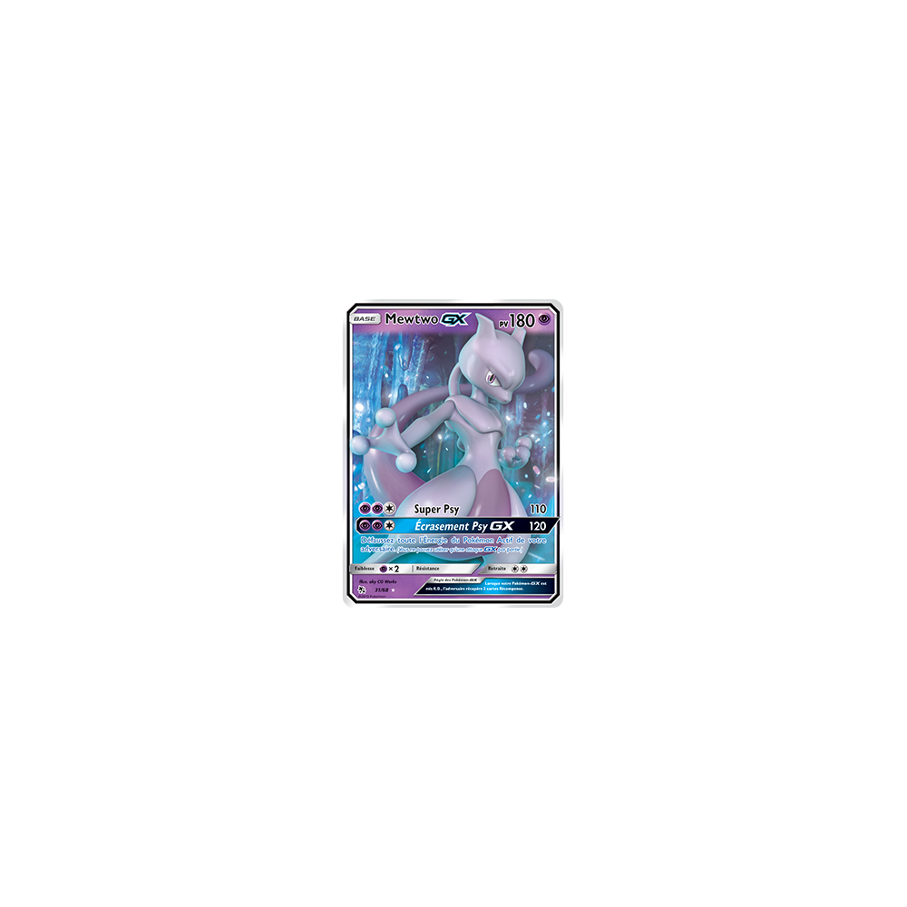 Découvrez Mewtwo, carte Holographique rare GX de la série Destinées Occultes