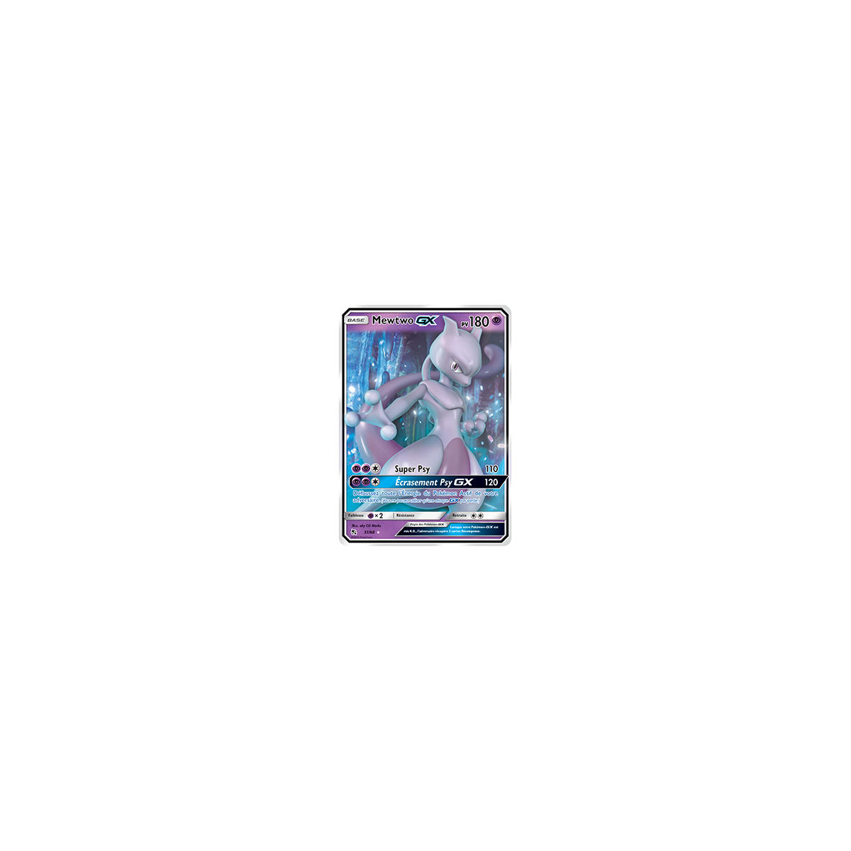 Découvrez Mewtwo, carte Holographique rare GX de la série Destinées Occultes