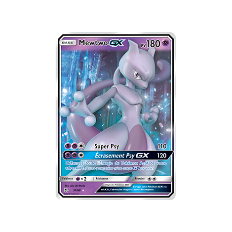 Découvrez Mewtwo, carte Holographique rare GX de la série Destinées Occultes