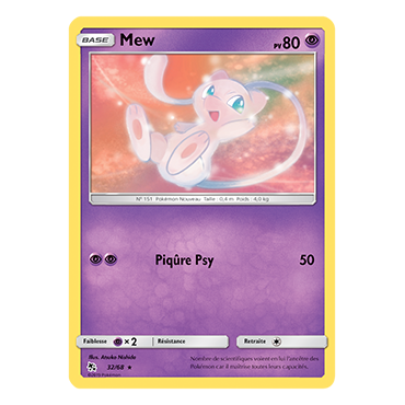 Mew 32/68 : Joyau Rare de l'extension Pokémon Destinées Occultes