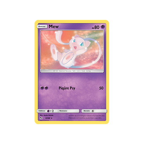 Mew 32/68 : Joyau Rare de l'extension Pokémon Destinées Occultes