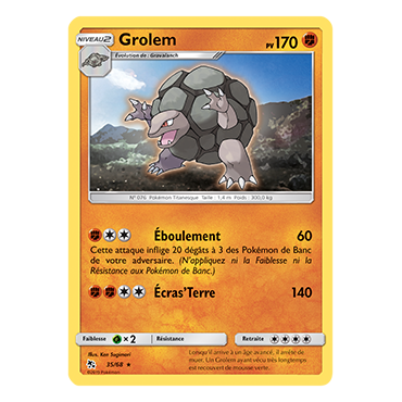 Carte Grolem - Rare de Pokémon Destinées Occultes 35/68