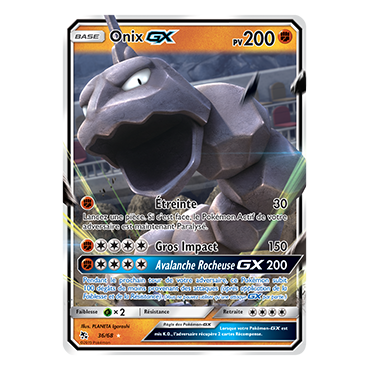 Onix 36/68 : Joyau Holographique rare GX de l'extension Pokémon Destinées Occultes