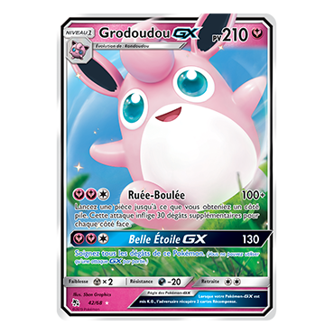 Grodoudou 42/68 : Joyau Holographique rare GX de l'extension Pokémon Destinées Occultes