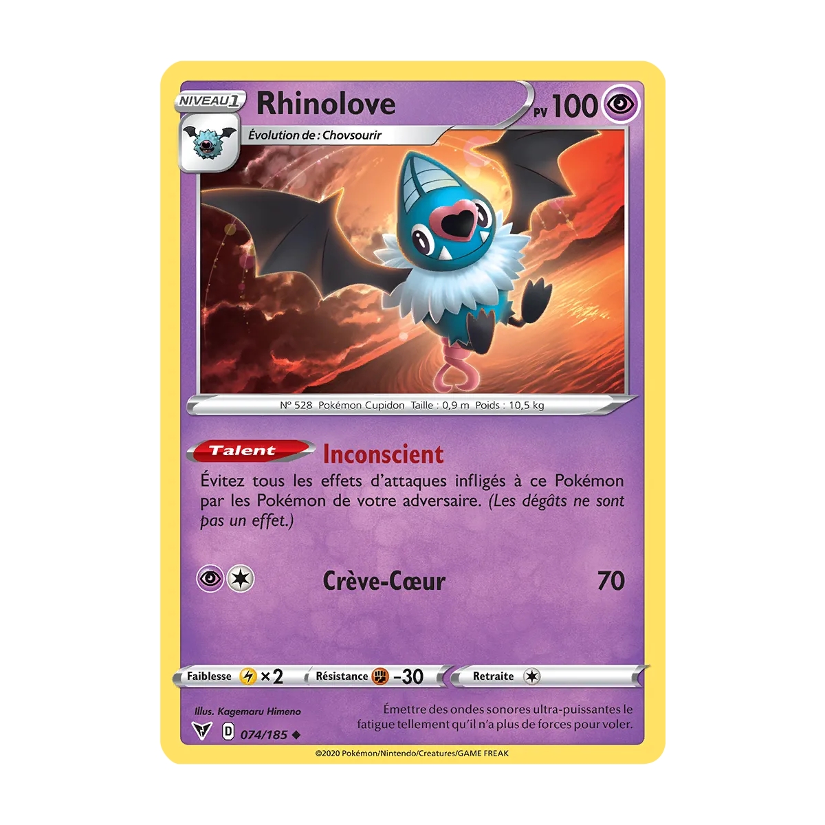 Rhinolove 074/185 : Joyau Peu commune (Brillante) de l'extension Pokémon Épée et Bouclier Voltage Éclatant