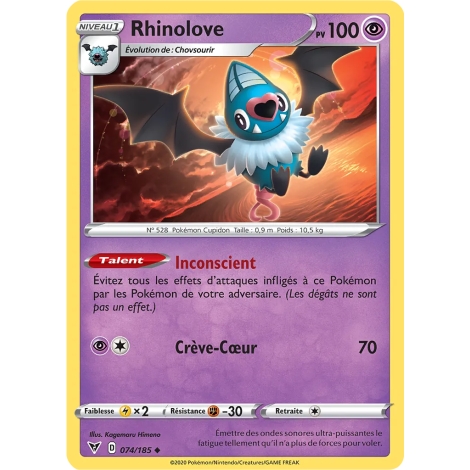 Rhinolove 074/185 : Joyau Peu commune (Brillante) de l'extension Pokémon Épée et Bouclier Voltage Éclatant