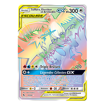 Carte Sulfura, Électhor et Artikodin - Arc-en-ciel rare de Pokémon Destinées Occultes 69/68