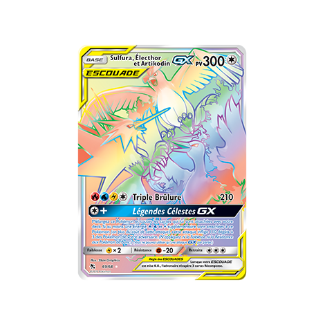 Carte Sulfura, Électhor et Artikodin - Arc-en-ciel rare de Pokémon Destinées Occultes 69/68