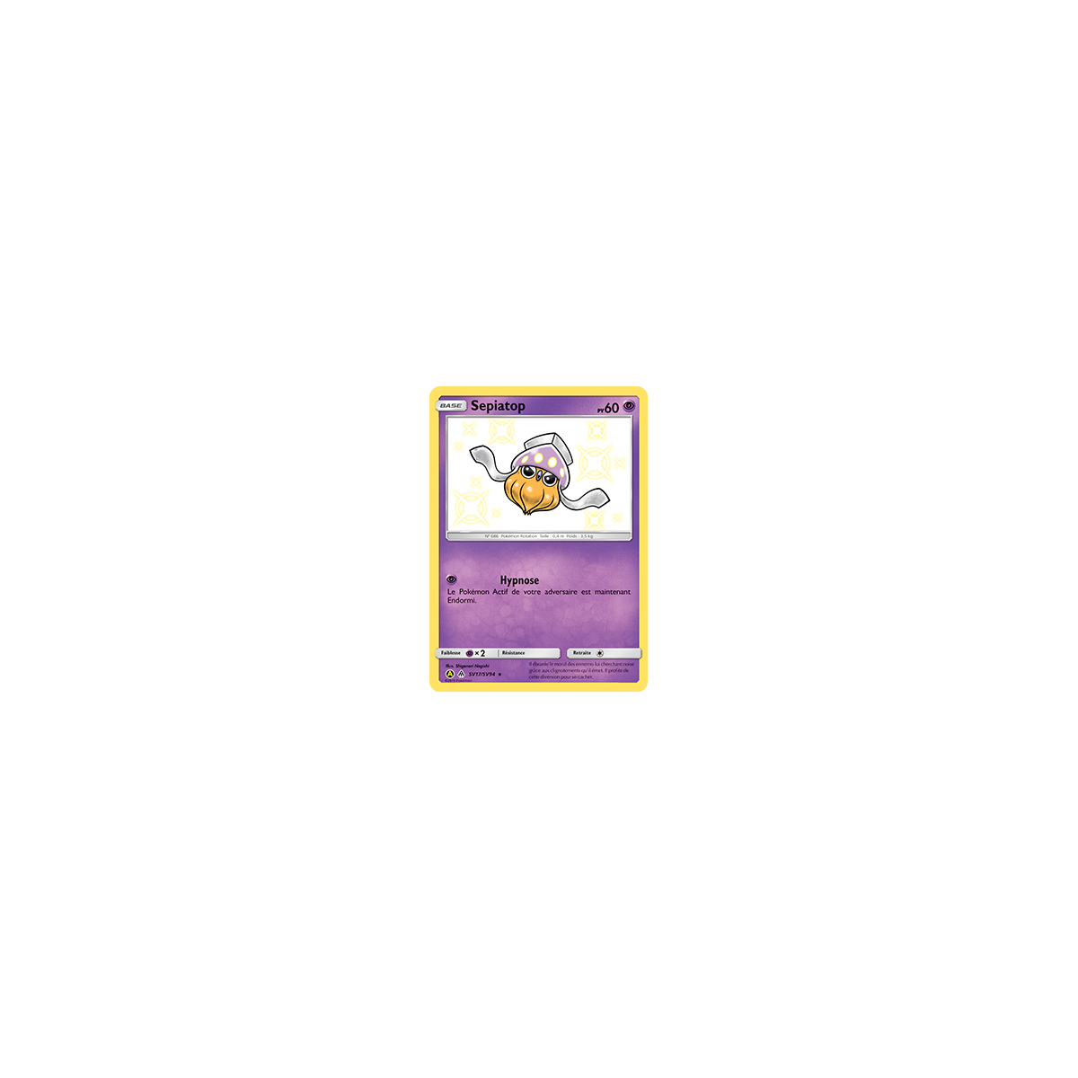 Carte Sepiatop - Chromatique rare de Pokémon Destinées Occultes SV17/SV94