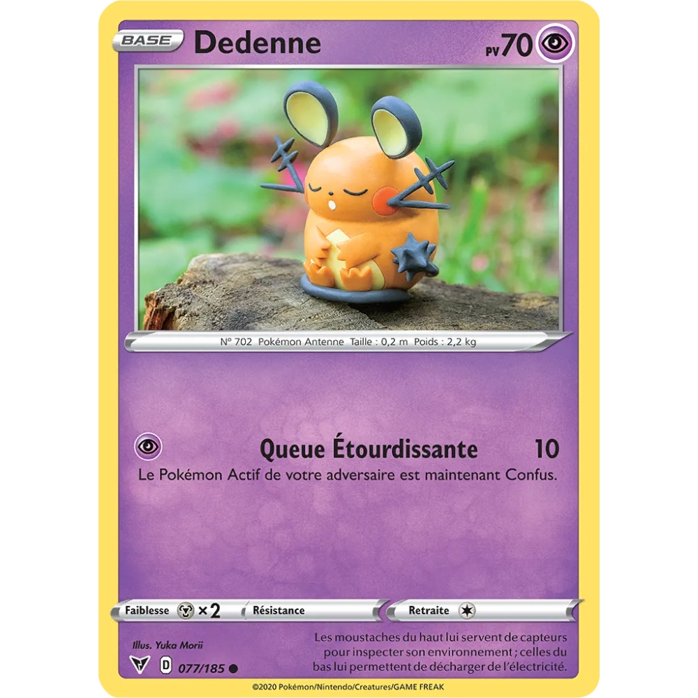 Carte Dedenne - Commune (Brillante) de Pokémon Épée et Bouclier Voltage Éclatant 077/185