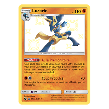 Lucario SV22/SV94 : Joyau Chromatique rare de l'extension Pokémon Destinées Occultes