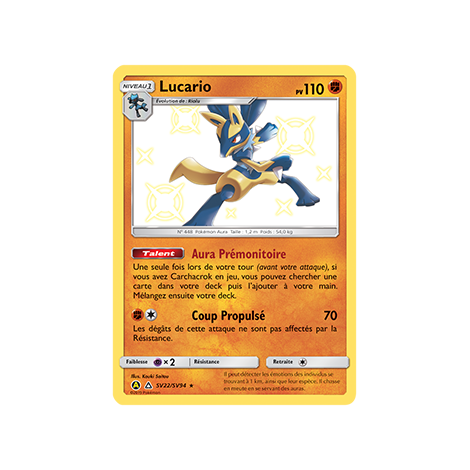 Lucario SV22/SV94 : Joyau Chromatique rare de l'extension Pokémon Destinées Occultes