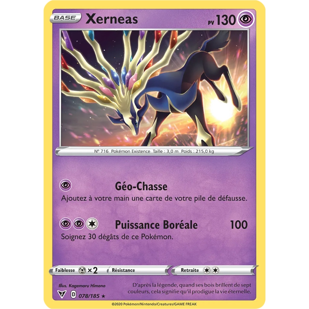 Carte Xerneas - Holographique rare de Pokémon Épée et Bouclier Voltage Éclatant 078/185