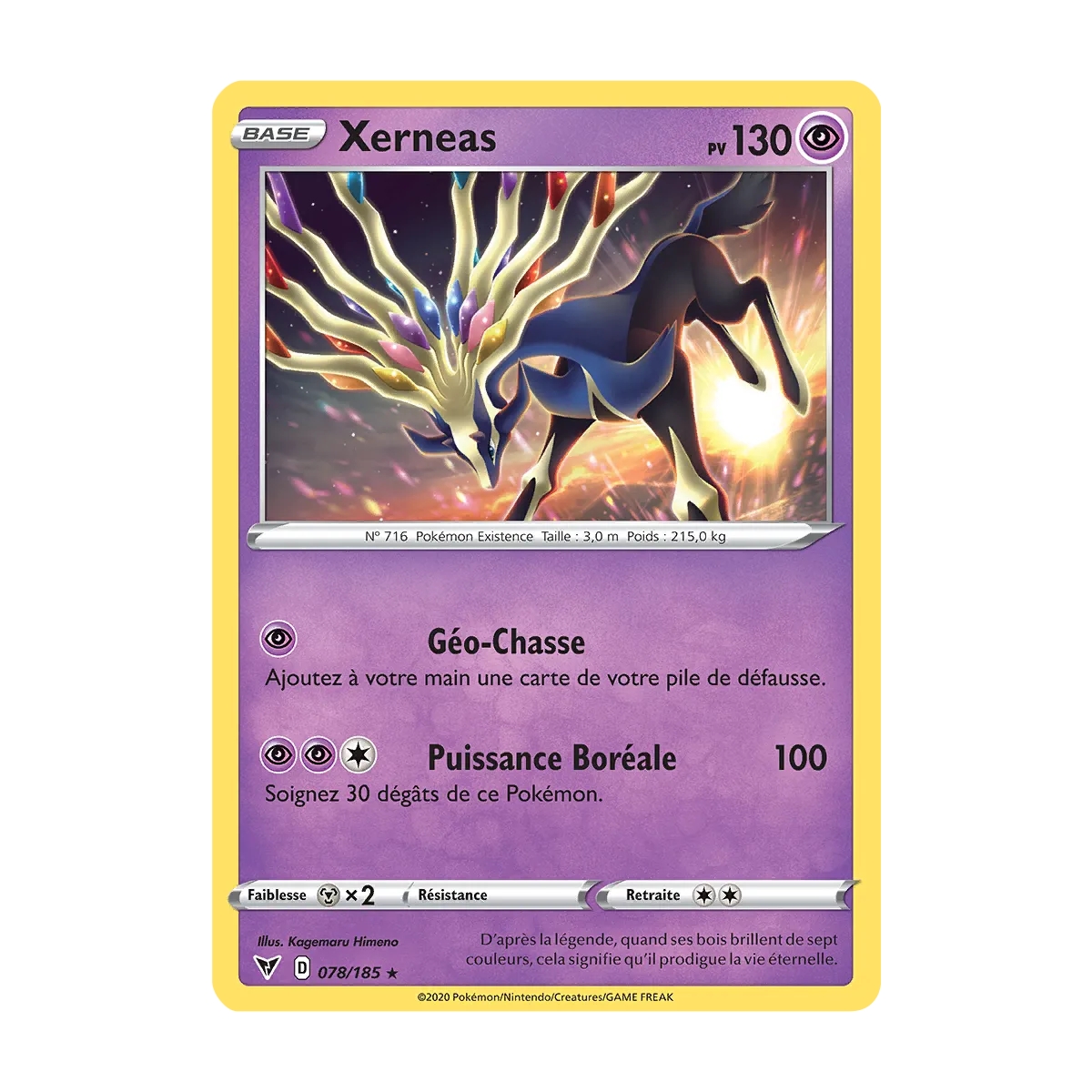 Carte Xerneas - Holographique rare de Pokémon Épée et Bouclier Voltage Éclatant 078/185