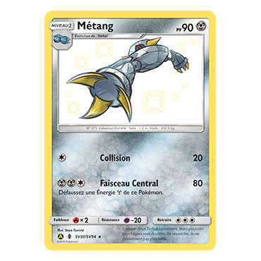 Carte Métang - Chromatique rare de Pokémon Destinées Occultes SV31/SV94