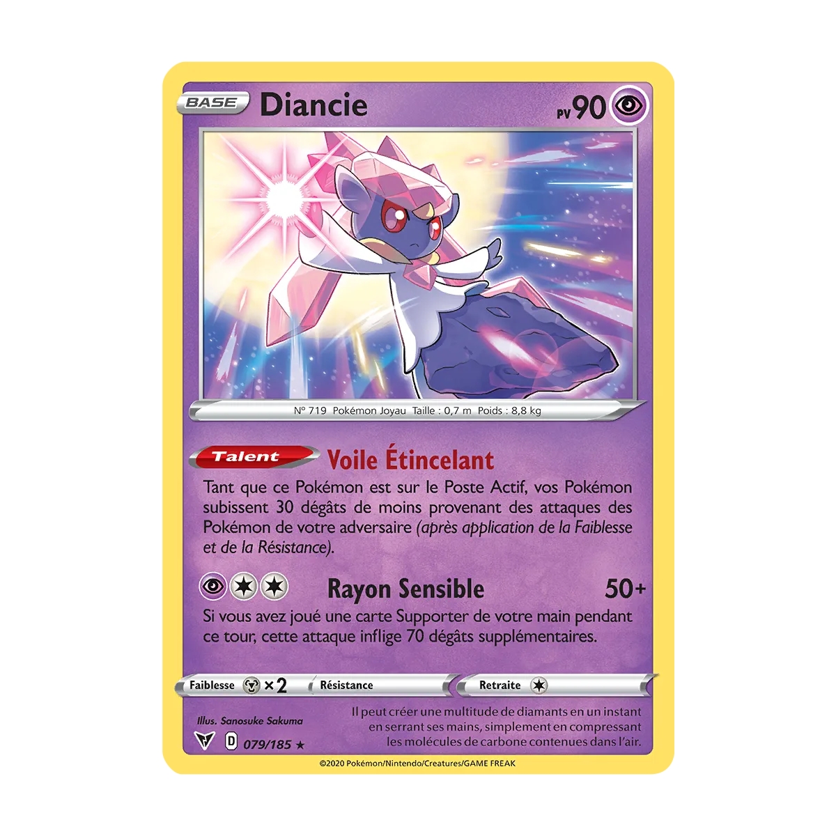 Diancie 079/185 : Joyau Holographique rare de l'extension Pokémon Épée et Bouclier Voltage Éclatant