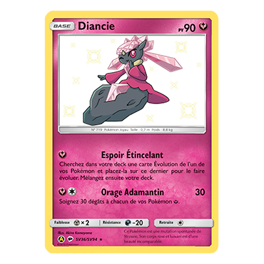 Découvrez Diancie, carte Chromatique rare de la série Destinées Occultes