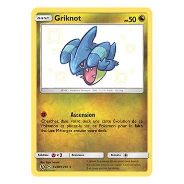 Carte Griknot - Chromatique rare de Pokémon Destinées Occultes SV38/SV94