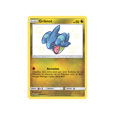 Carte Griknot - Chromatique rare de Pokémon Destinées Occultes SV38/SV94