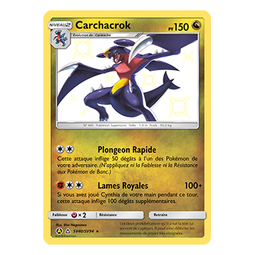 Carte Carchacrok - Chromatique rare de Pokémon Destinées Occultes SV40/SV94