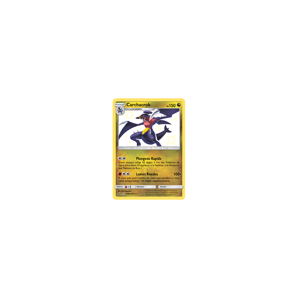 Carte Carchacrok - Chromatique rare de Pokémon Destinées Occultes SV40/SV94