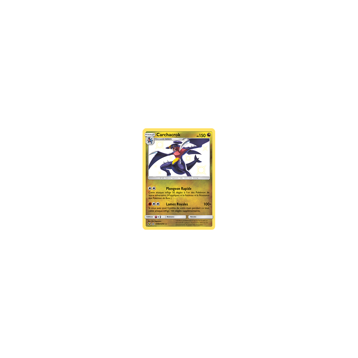 Carte Carchacrok - Chromatique rare de Pokémon Destinées Occultes SV40/SV94