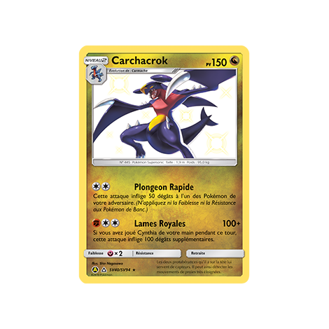 Carte Carchacrok - Chromatique rare de Pokémon Destinées Occultes SV40/SV94