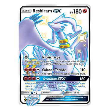 Carte Reshiram - Chromatique rare GX de Pokémon Destinées Occultes SV51/SV94