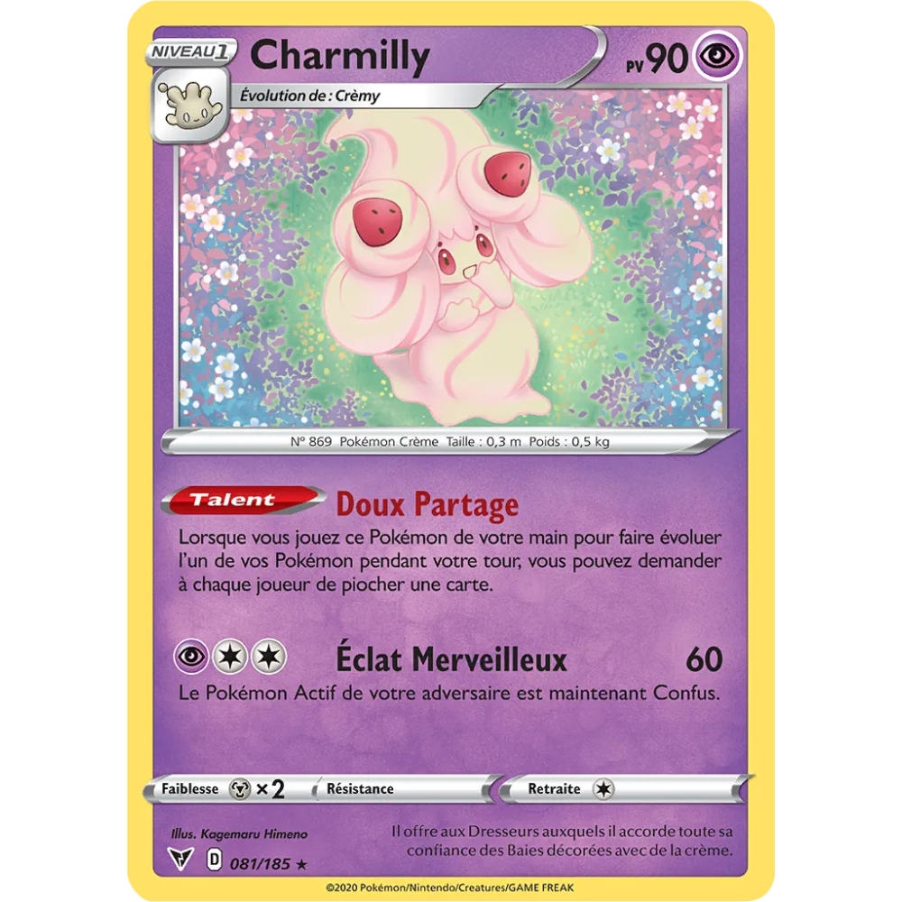 Carte Charmilly - Rare (Brillante) de Pokémon Épée et Bouclier Voltage Éclatant 081/185