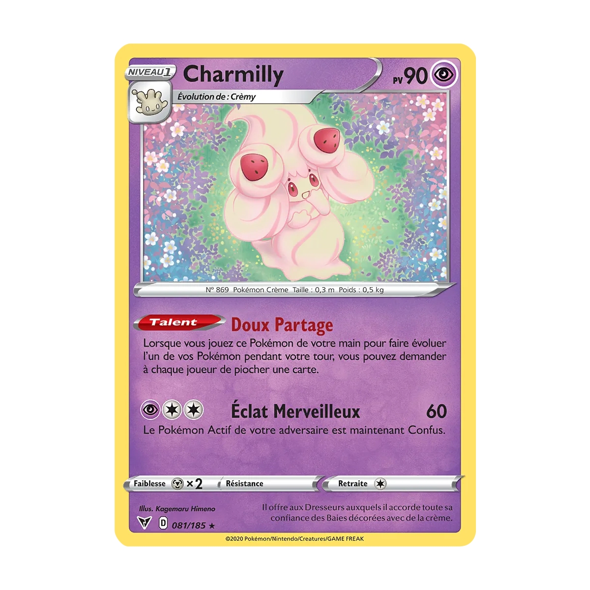 Carte Charmilly - Rare (Brillante) de Pokémon Épée et Bouclier Voltage Éclatant 081/185