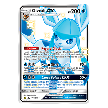 Carte Givrali - Chromatique rare GX de Pokémon Destinées Occultes SV55/SV94