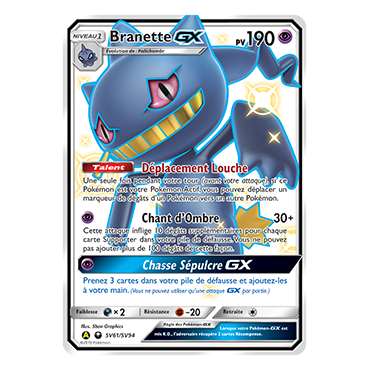 Branette SV61/SV94 : Joyau Chromatique rare GX de l'extension Pokémon Destinées Occultes