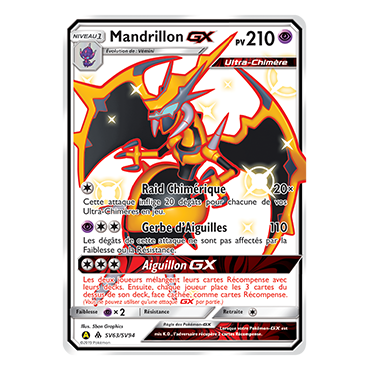 Découvrez Mandrillon, carte Chromatique rare GX de la série Destinées Occultes