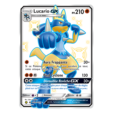 Lucario SV64/SV94 : Joyau Chromatique rare GX de l'extension Pokémon Destinées Occultes