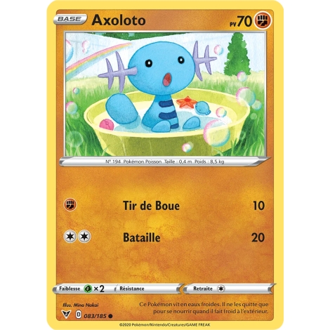 Carte Axoloto - Commune (Brillante) de Pokémon Épée et Bouclier Voltage Éclatant 083/185