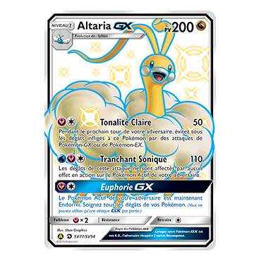 Carte Altaria - Chromatique rare GX de Pokémon Destinées Occultes SV77/SV94
