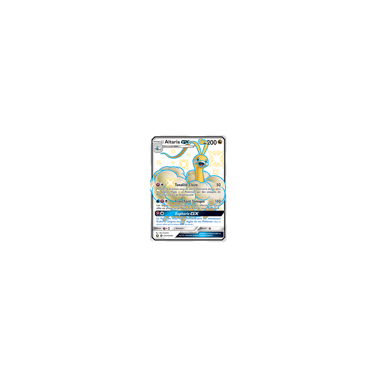 Carte Altaria - Chromatique rare GX de Pokémon Destinées Occultes SV77/SV94