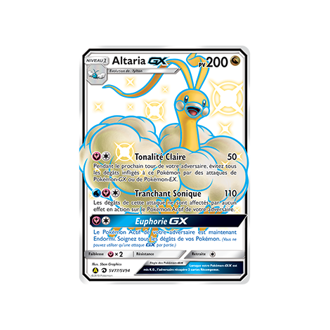 Carte Altaria - Chromatique rare GX de Pokémon Destinées Occultes SV77/SV94