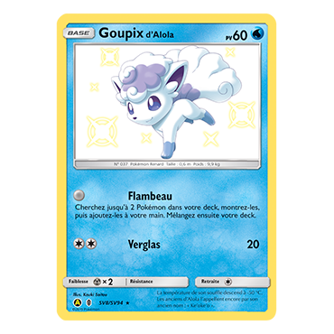 Goupix d'Alola SV8/SV94 : Joyau Chromatique rare de l'extension Pokémon Destinées Occultes