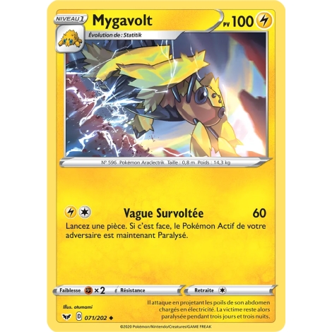 Carte Mygavolt - Peu commune (Brillante) de Pokémon Épée et Bouclier 071/202