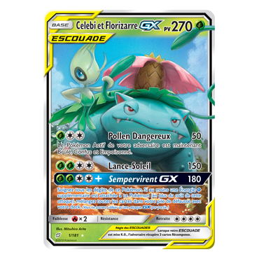 Carte Celebi et Florizarre - Holographique rare GX de Pokémon Duo de Choc 1/181