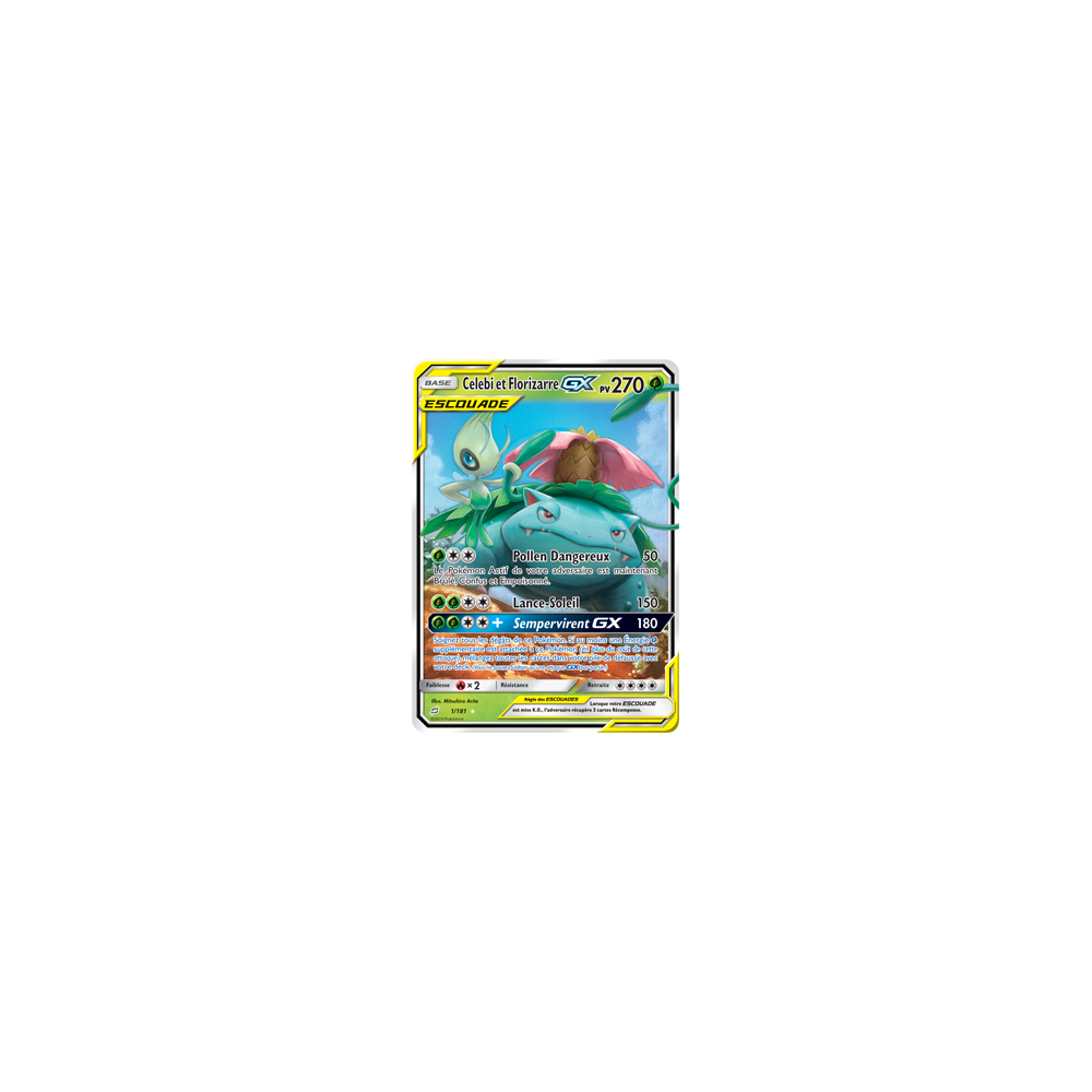 Carte Celebi et Florizarre - Holographique rare GX de Pokémon Duo de Choc 1/181