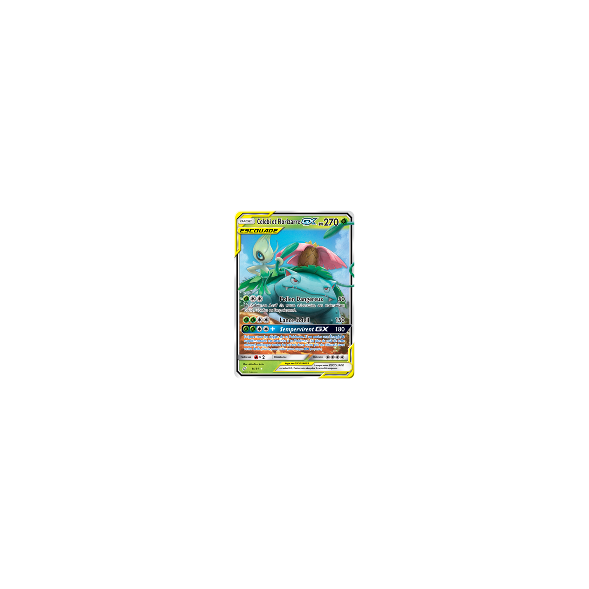 Carte Celebi et Florizarre - Holographique rare GX de Pokémon Duo de Choc 1/181