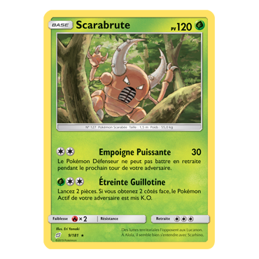 Carte Scarabrute - Rare de Pokémon Duo de Choc 9/181