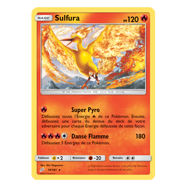 Sulfura 19/181 : Joyau Holographique rare de l'extension Pokémon Duo de Choc