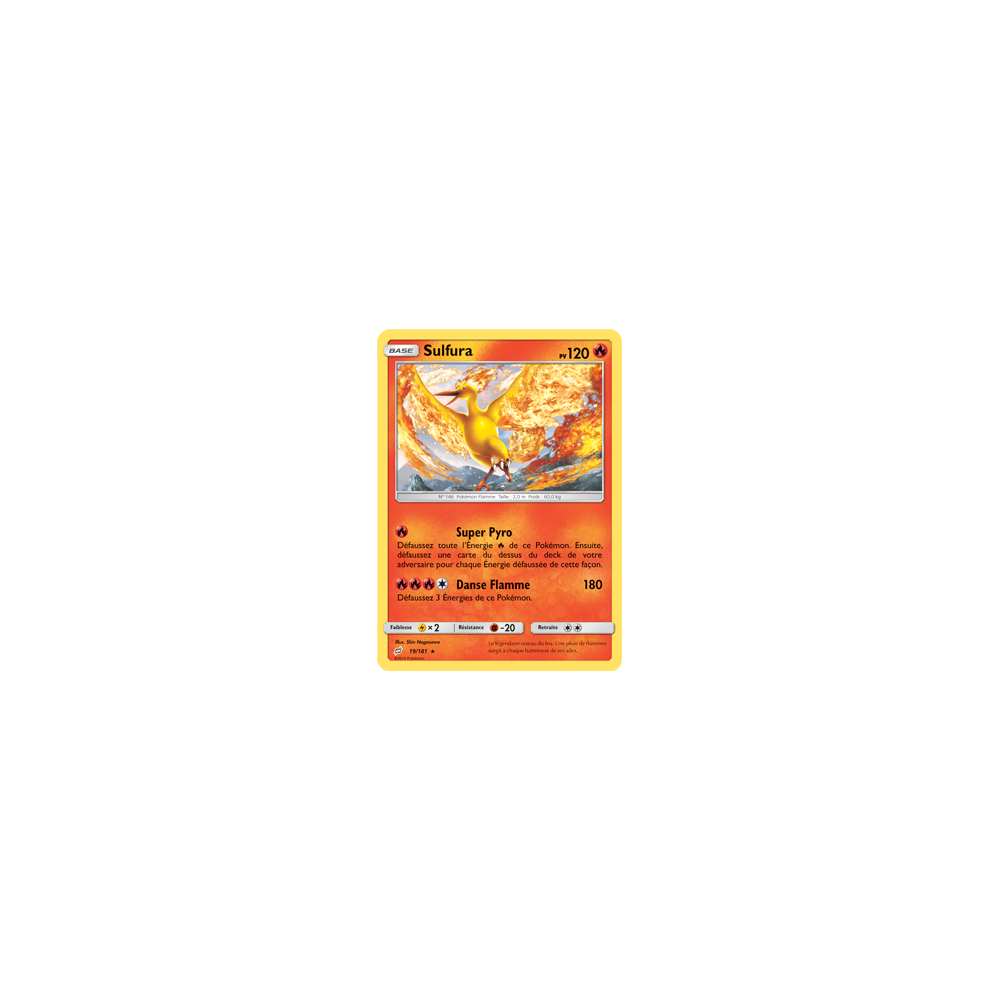 Sulfura 19/181 : Joyau Holographique rare de l'extension Pokémon Duo de Choc