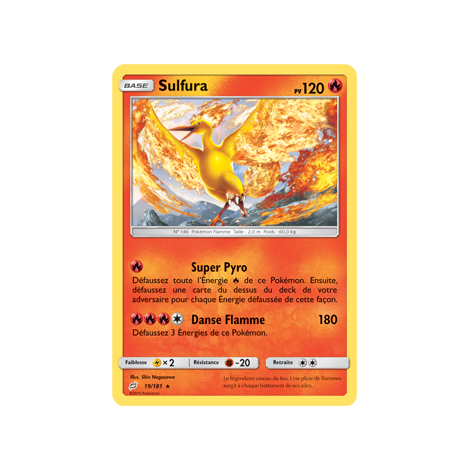 Sulfura 19/181 : Joyau Holographique rare de l'extension Pokémon Duo de Choc