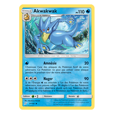 Carte Akwakwak - Peu commune de Pokémon Duo de Choc 27/181