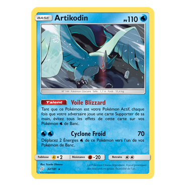 Carte Artikodin - Holographique rare de Pokémon Duo de Choc 32/181